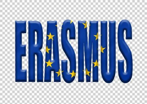 Digital Composite. 16th December 2025..The word ERASMUS with a fabric overlay Ilustração Stock