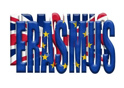 Digital Composite. 16th December 2025..The word ERASMUS with a fabric overlay Иллюстрация