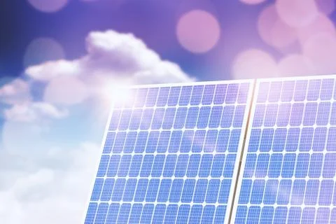 Digital composite of 3d solar panel Stock Illustration