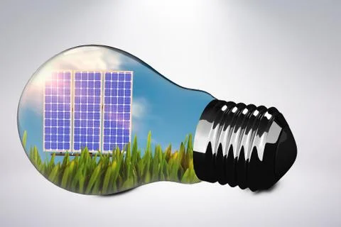 Digital composite of 3d solar panel Stock Illustration