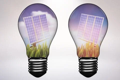 Digital composite of 3d solar panel Stock Illustration