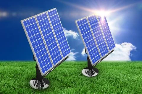 Digital composite of 3d solar panel Stock Illustration