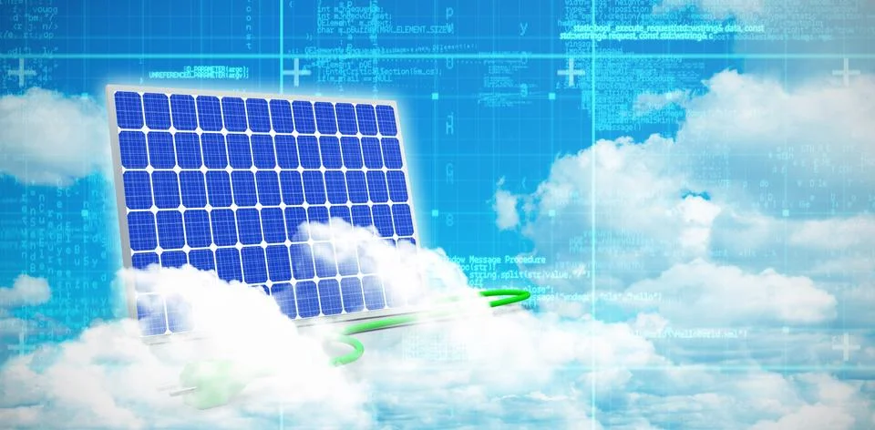 Digital composite of 3d solar panel Stock Illustration