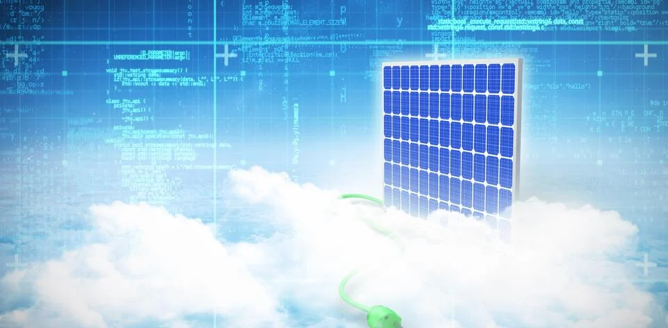 Digital composite of 3d solar panel Stock Illustration