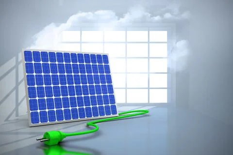 Digital composite of 3d solar panel Stock Illustration