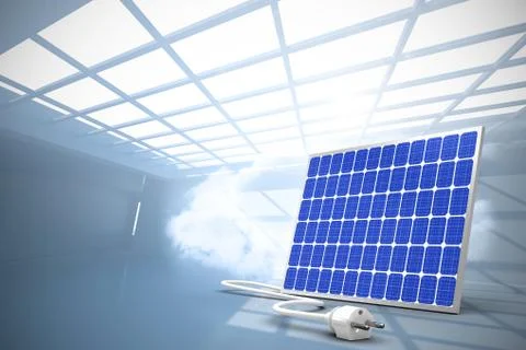Digital composite of 3d solar panel Stock Illustration