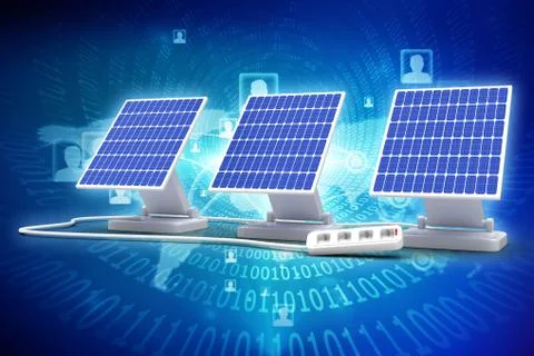 Digital composite of 3d solar panel 스톡 일러스트