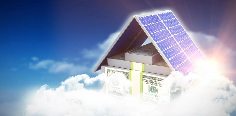 Digital composite of 3d solar panel Stock Illustration