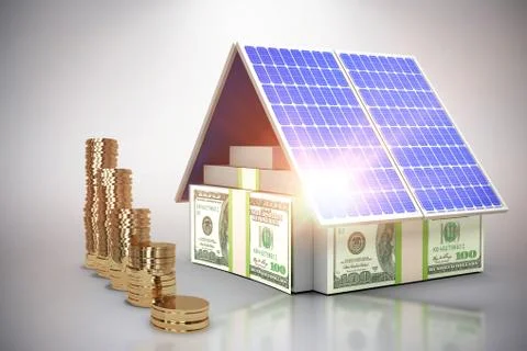 Digital composite of 3d solar panel Stock Illustration