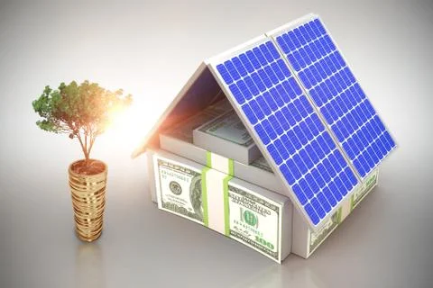 Digital composite of 3d solar panel Stock Illustration