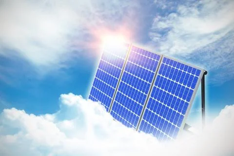 Digital composite of 3d solar panel Stock Illustration