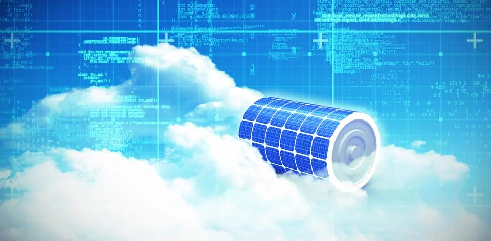 Digital composite of 3d solar panel Stock Illustration