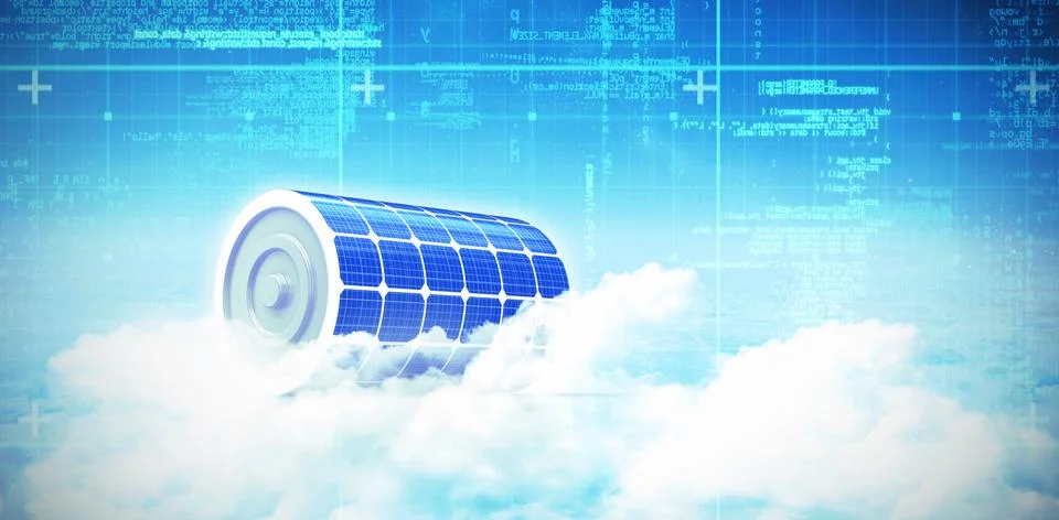 Digital composite of 3d solar panel Stock Illustration