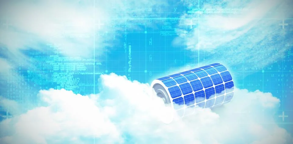 Digital composite of 3d solar panel Stock Illustration