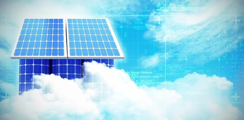 Digital composite of 3d solar panel Stock Illustration