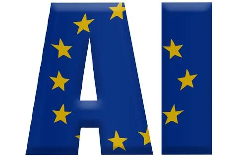 Digital composite. ..AI (Artificial intelligence) with an overlay of the Euro Stock Illustration