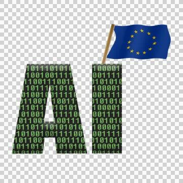 Digital composite. ..AI (Artificial intelligence) with an overlay of binary a Stock Illustration