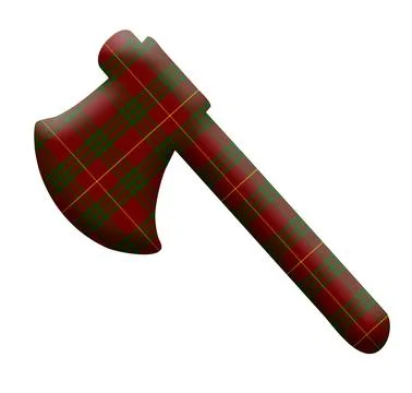 Digital composite. ..Axe shape with a tartan pattern overlay such as those of Stock Illustration