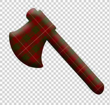 Digital composite. ..Axe shape with a tartan pattern overlay such as those of Stock Illustration