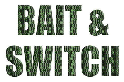 Digital composite. ..Bait and Switch with a binary code overlay. ..Bait and s イラスト素材