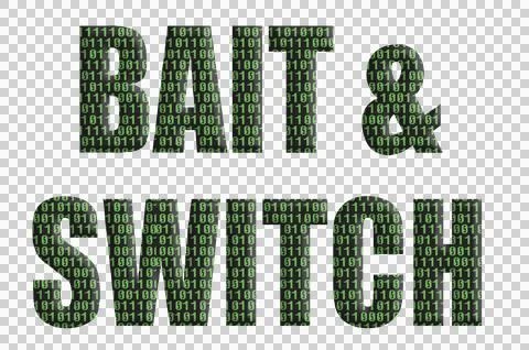 Digital composite. ..Bait and Switch with a binary code overlay. ..Bait and s Stock Illustration