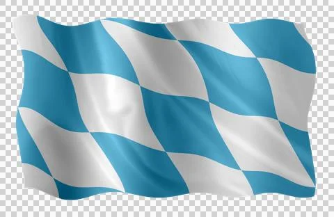 Digital composite. ..Blue and white flag of Bavaria with a wave and a materia Stock Illustration