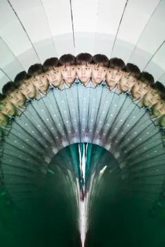 Digital composite of a boy making a face Stock Photos