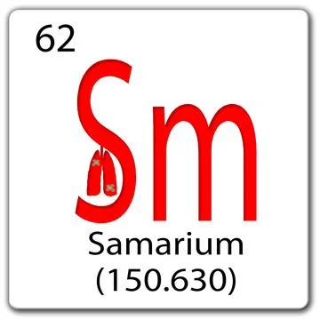 Digital composite - Chemical element tile Sm Samarium with lungs with plaster Stock Illustration