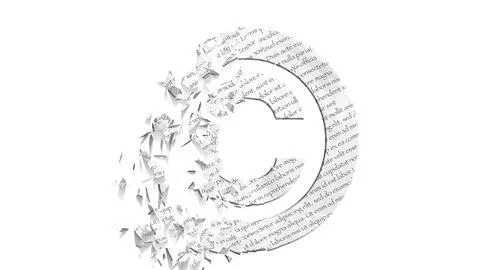 Digital composite. ..Copyright symbol with an overlay of Newsprint / book pri Stock Illustration