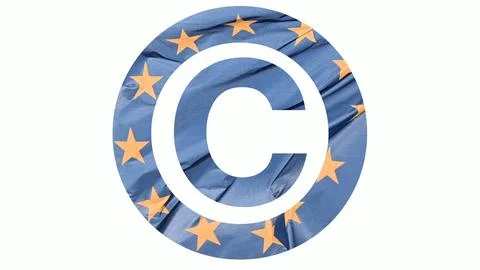 Digital composite. ..Copyright symbol with an overlay of The EU flag waving i Stock Illustration