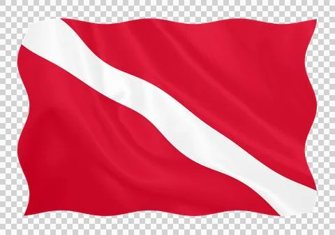 Digital composite  Diver under flag as used by scuba divers to indicate that  Stock Illustration