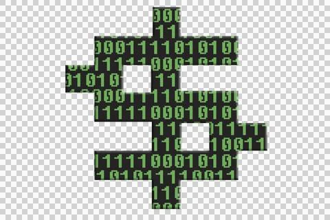 Digital composite. Dollar symbol with an overlay of a series of ones and zero Stock Illustration