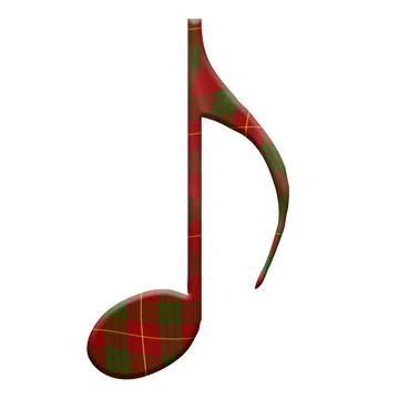 Digital composite eighth note / quaver on a white background with a tartan ov Stock Illustration