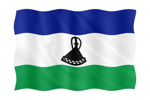 Digital composite. ..Flag of Lesotho.On October 3rd Lesotho celebrates its In Stock Illustration