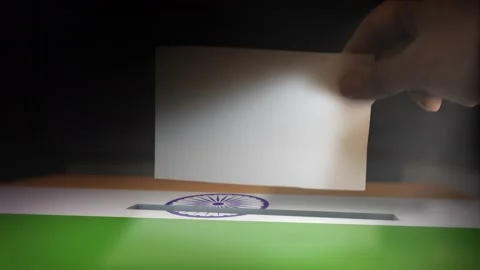 Digital Composite Hand Voting To National Flag OF India 스톡 동영상 146199793