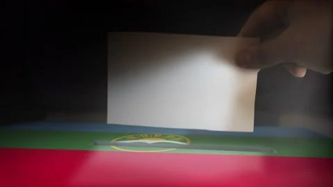 Digital Composite Hand Voting To National Flag OF Karachay Cherkessia  Stock Footage 146200051