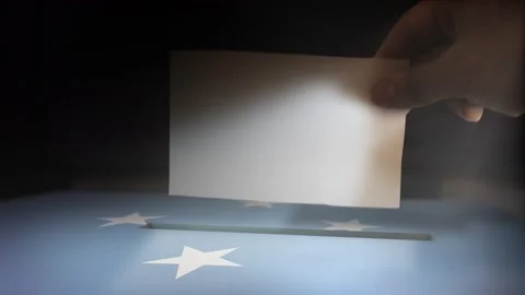 Digital Composite Hand Voting To National Flag OF Micronesia Federated States  스톡 동영상 146201307