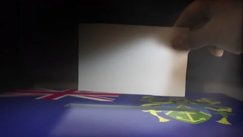 Digital Composite Hand Voting To National Flag OF Pitcairn Islands Stock Footage 146203095