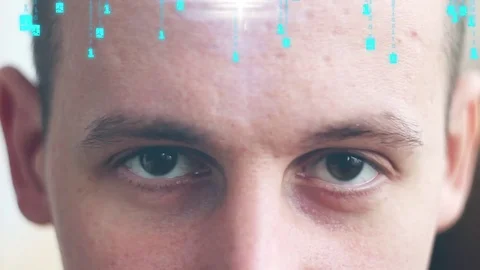 Digital composite of human face with numbers Stock Footage 69858499