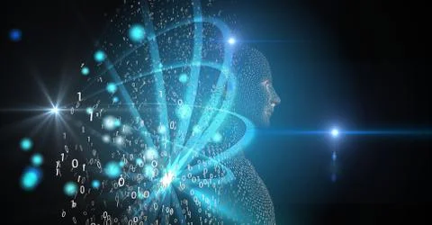 Digital composite image of 3d human made of binary code Stock Illustration