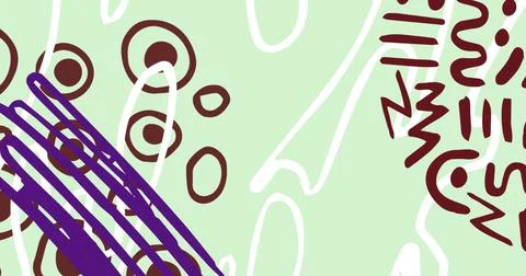 Digital composite image of abstract scribbled design patterns on blue background Stockillustratie