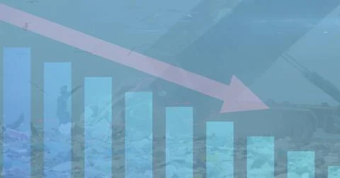 Digital composite image of arrow over statistical data processing against Stock Illustration