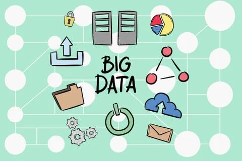 Digital composite image of big data amidst various icons 스톡 사진