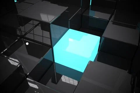 Digital composite image of black cubes Stock Illustration