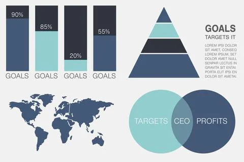 Digital composite image of business presentation with charts and map over whi Ilustração Stock