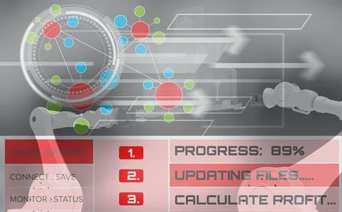 Digital composite image of circle shape icons on screen 스톡 사진