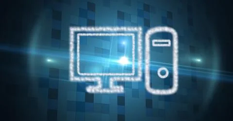 Digital composite image of computer made of cloud texture Stock Illustration