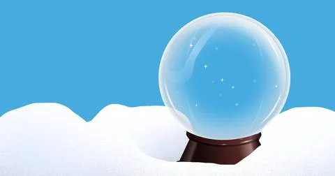 Digital composite image of empty decorative globe on snow against blue Stock Illustration