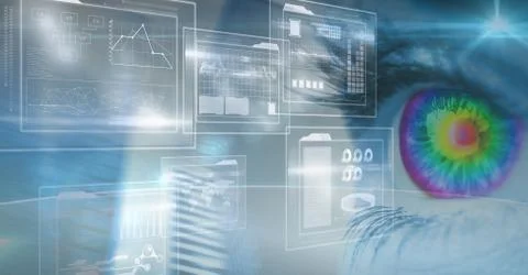 Digital composite image of eye interface Stock Photos