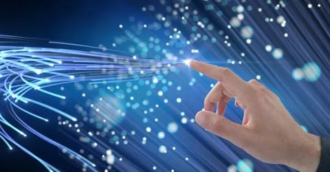 Digital composite image of hand touching lines on screen Stock Photos